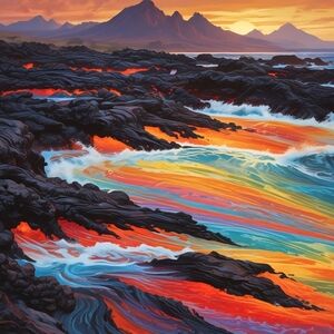 Vibrant Sunset Coastal Art Print